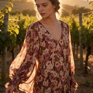 Vince Camuto Rose Clay Floral Blouse